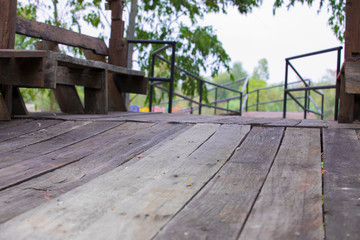 Old wooden bridge,Old wooden bench,Vintage concept