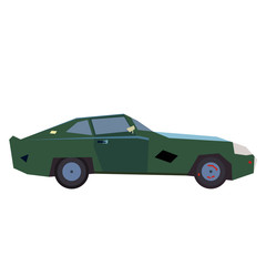 Green car flat illustration on white