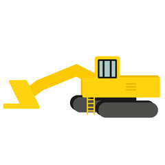 Excavator flat illustration on white