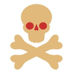 Skull and crossbones flat illustration on white