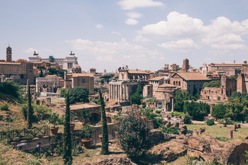 Obraz premium Panoramic view of Roman forum, also known by Forum Romanum