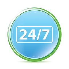 24/7 icon natural aqua cyan blue round button