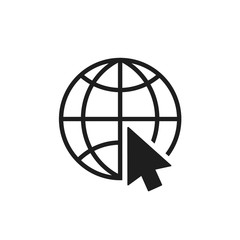 Globe with cursor icon. Vector illustration.