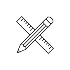 Pencil and ruler line style icon.  Vector. 