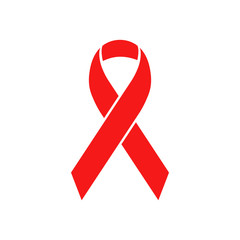 Red ribbon icon. Vector.