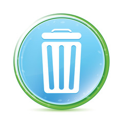 Bin icon natural aqua cyan blue round button