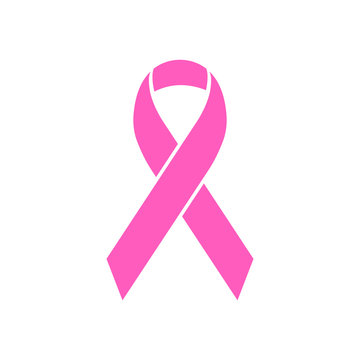 Pink ribbon icon. Breast cancer. Vector illustration.