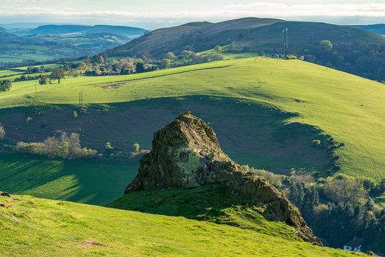 View from Hope Bowdler Hill, near Church Stretton, Shropshire, England, UK