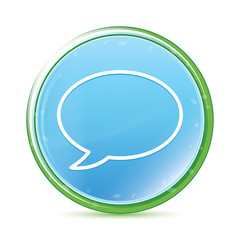 Chat bubble icon natural aqua cyan blue round button