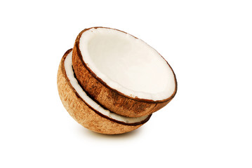 Dried coconut on white background.with clipping path.