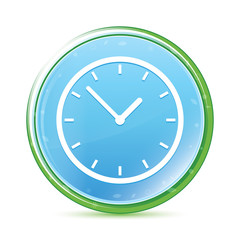 Clock icon natural aqua cyan blue round button