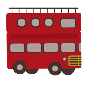 Tourist bus flat illustration on white