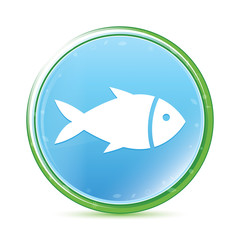 Fish icon natural aqua cyan blue round button
