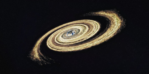 Fototapeta na wymiar Planet Earth of solar system in the center of black hole somewhere in the space. Elements of this image were furnished by NASA