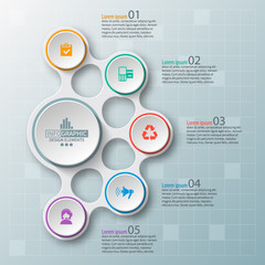 Abstract 3D Paper Infographics. Business template .Vector illustration