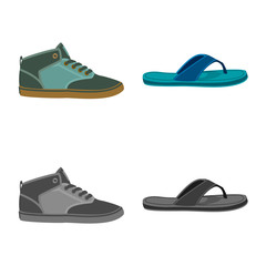 Isolated object of shoe and footwear sign. Collection of shoe and foot stock vector illustration.