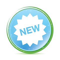 New star badge icon natural aqua cyan blue round button