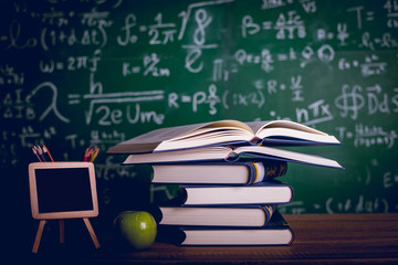 Educational equipment, boards and books Education concept With copy space