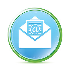 Newsletter email icon natural aqua cyan blue round button