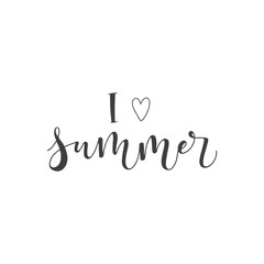 Lettering with phrase I love summer. Vector illustration.