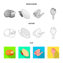 Isolated object of product and poultry symbol. Set of product and agriculture    vector icon for stock.
