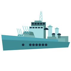 Warship flat illustration on white