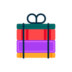 books stack tied up with rope knowledge education concept white background flat