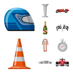 Isolated object of car and rally symbol. Set of car and race stock vector illustration.