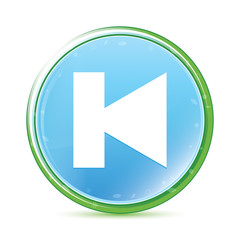 Previous track icon natural aqua cyan blue round button
