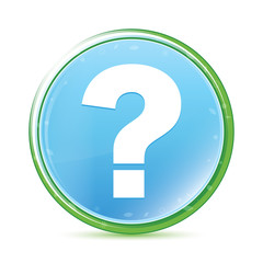 Question mark icon natural aqua cyan blue round button