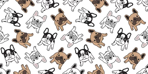 Printed kitchen splashbacks Dogs Dog seamless pattern french bulldog vector pet scarf isolated puppy cartoon illustration tile background repeat wallpaper
