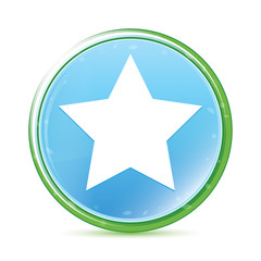 Star icon natural aqua cyan blue round button