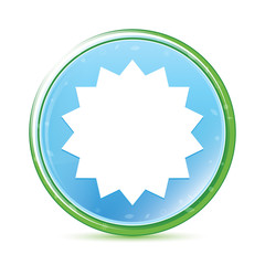 Star badge icon natural aqua cyan blue round button