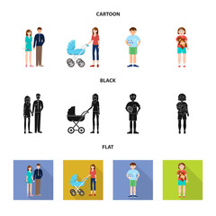 Vector illustration of character and avatar  sign. Set of character and portrait vector icon for stock.