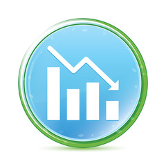 Statistics down icon natural aqua cyan blue round button