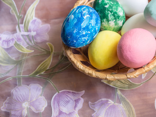 Obraz na płótnie Canvas Easter eggs on light background.