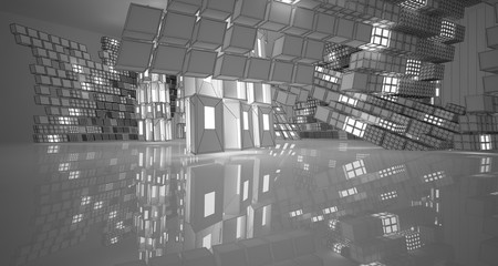 Abstract drawing white interior. 3D illustration and rendering.