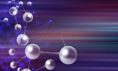 futuristic cyber network atom cell science background illustration 3d, system of galaxy, data deep learning hologram robotic, ai technology neon glow, molecule of chemical