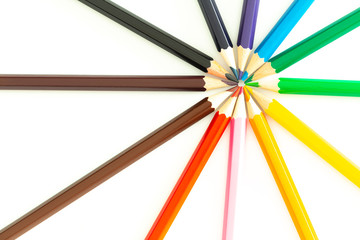 Fototapeta premium colored pencils on a white background