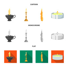 Vector illustration of relaxation and flame logo. Set of relaxation and wax stock symbol for web.