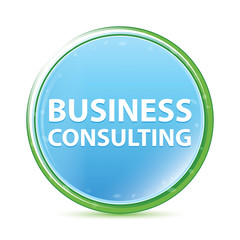 Business Consulting natural aqua cyan blue round button