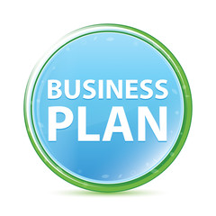 Business Plan natural aqua cyan blue round button