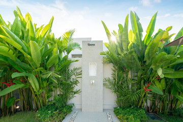 exterior outdoor shower in the house