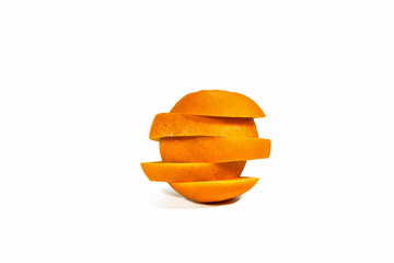 Fototapeta na wymiar Sliced orange slices, stacked isolated on a white background