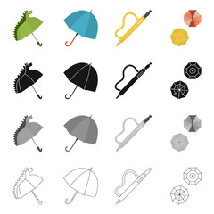 Vector illustration of protection and closed sign. Collection of protection and rainy stock vector illustration.