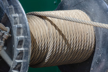 Taut Steel Rusty Cable on Spool