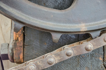 Gear Teeth in Rusty Chain Detail