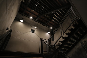 Fototapeta premium stair , iron staircase , lamp , Mysterious