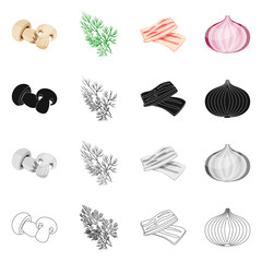 Vector illustration of taste and product logo. Set of taste and cooking stock symbol for web.