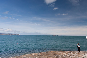 couple, loving, seaside, romantic, relationship, happy
